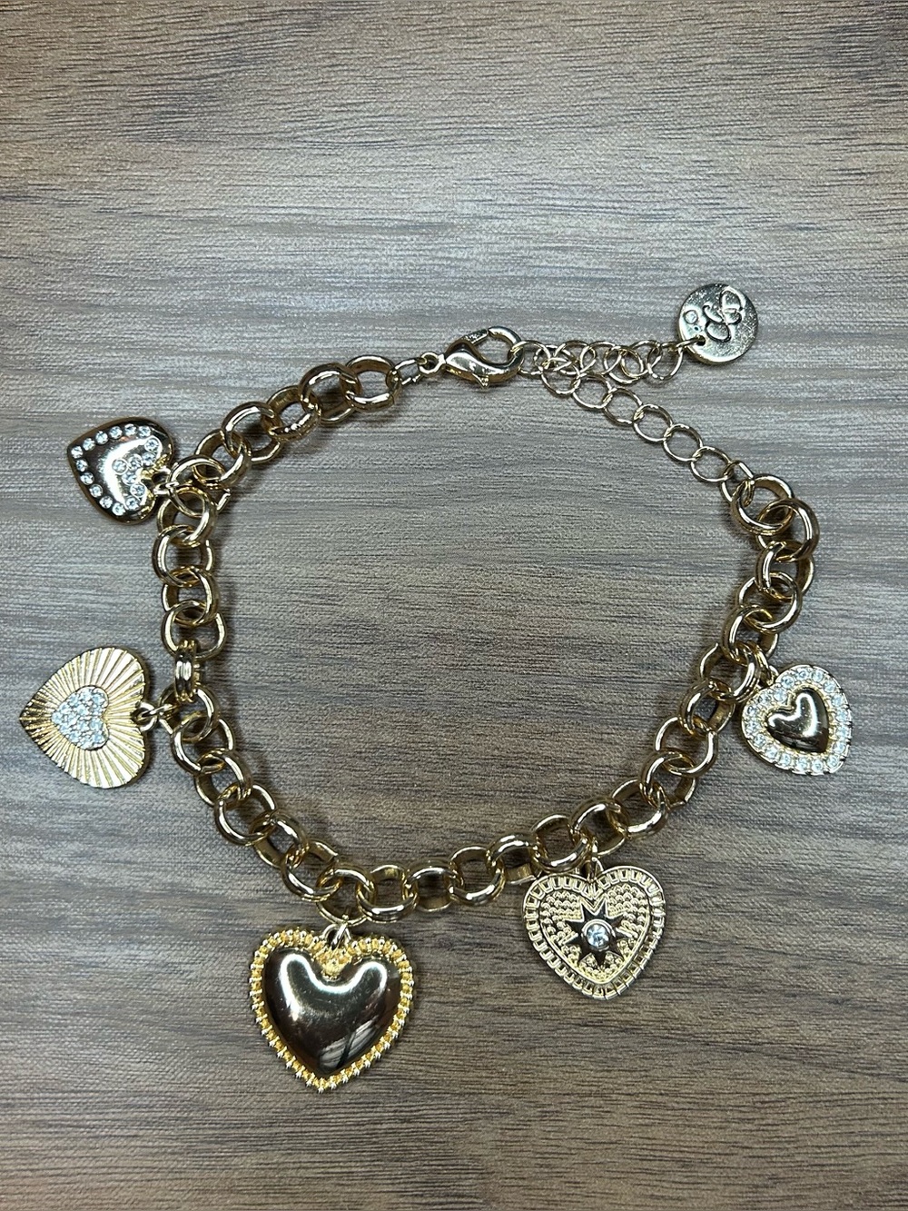 Gold Heart Charm Bracelet
